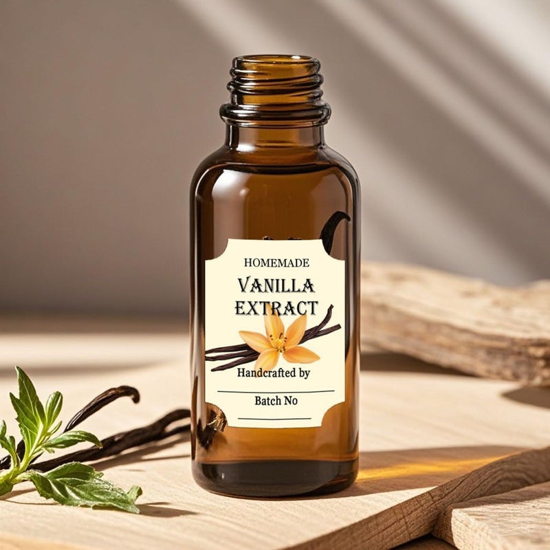 Besttile 40 Pcs Vanilla Extract Labels 2 * 3 Inch Handmade Stickers for Homemade Honeys or Extracts, Handcrafted Bottles, Bottle Label - Image 2